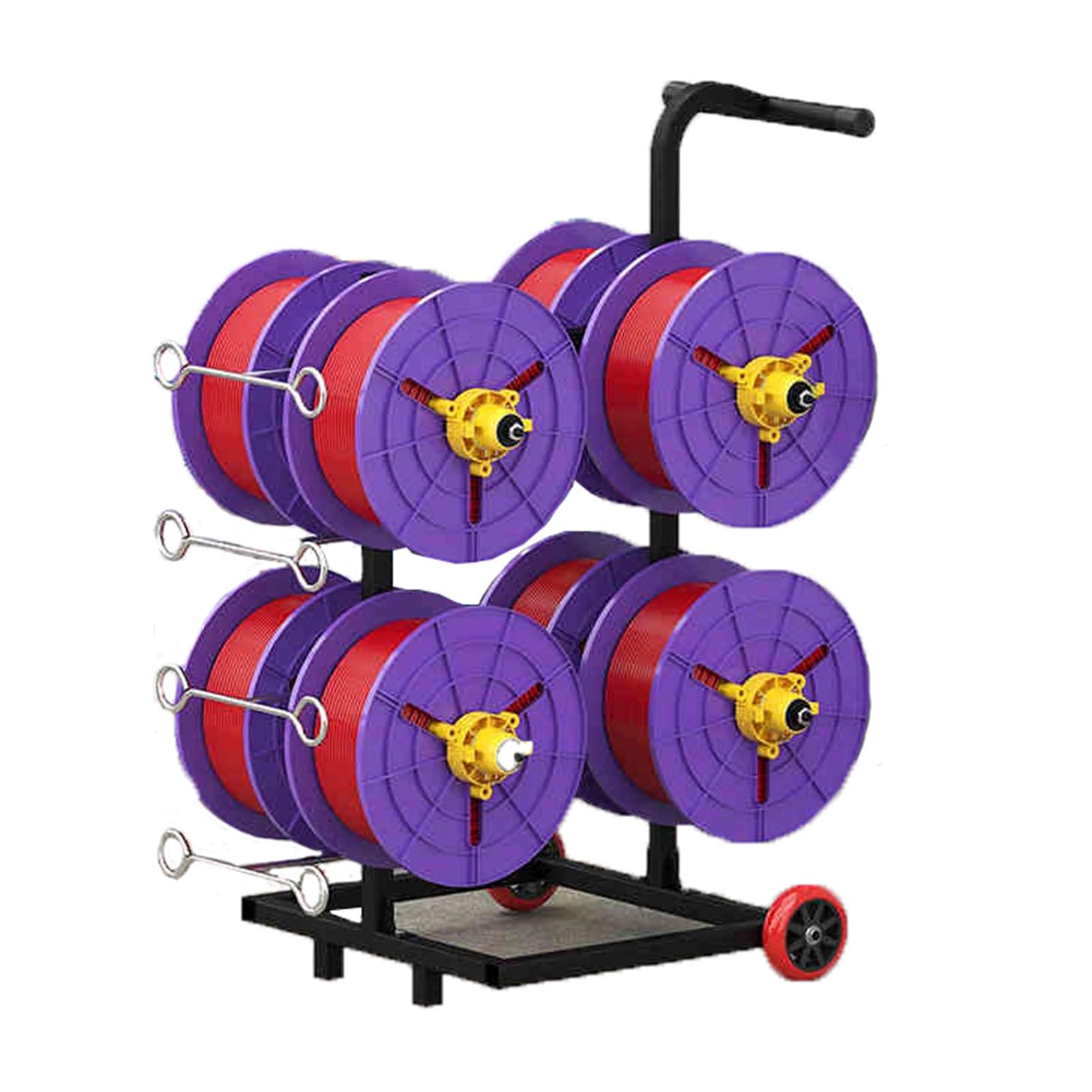 ZFUCMAYL 4/6/8 Reel Wire Spool Rack,Transportable Cable Caddy,Reel Holder/Dispenser with Wheels,Independent Bearing for Industrial and Retail Use(8 Reel)