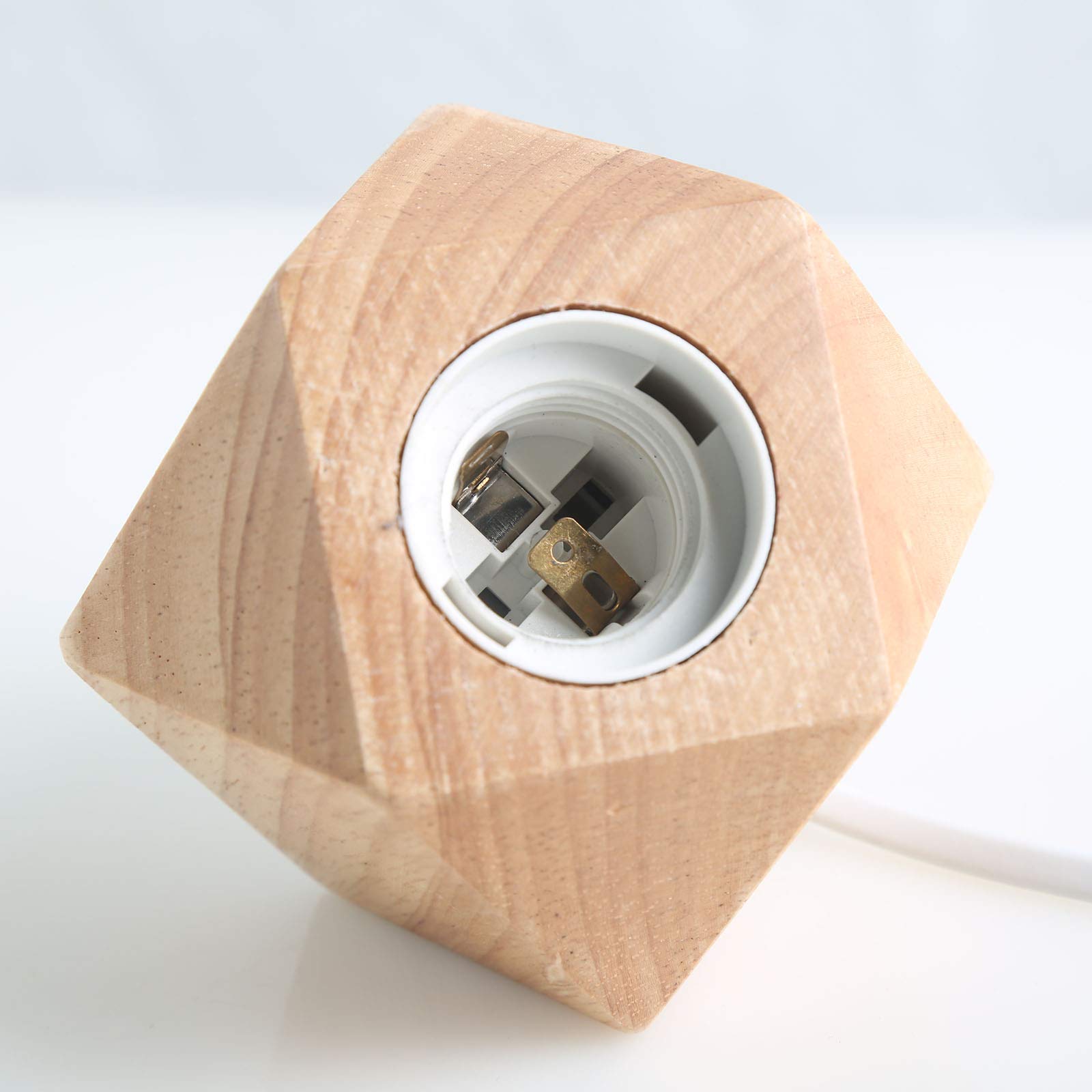 2 uds.Lámpara de mesa pequeña Lámpara de noche con base de madera de diamante junto a la lámpara, E27 60W Perfecta para dormitorio, salón u oficina (sin bombilla)