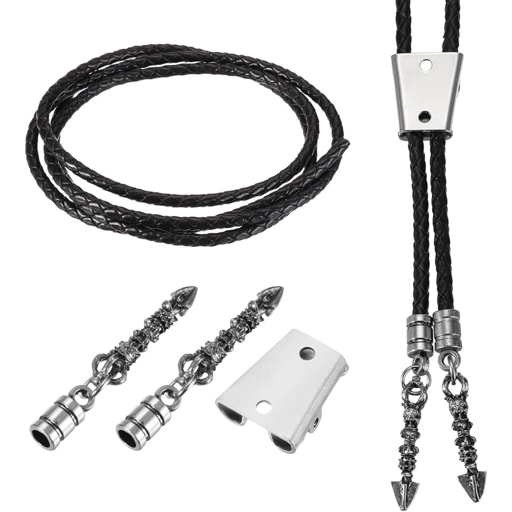 IJSDNVJNDX for DIY for Western Necklace Jewelry Making Bolo Tie Accessories, Bolo Tie Finding Kit, Silver Tone