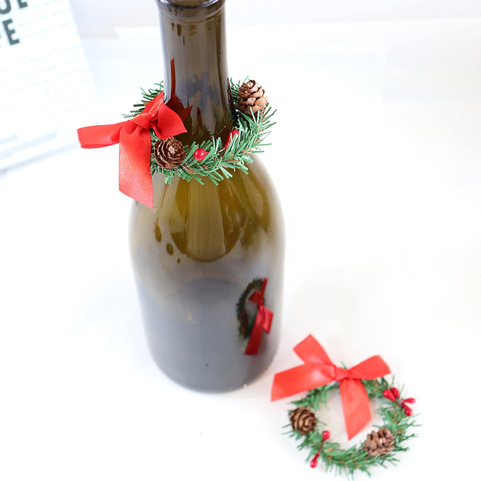 HONGXW Kerst kaars ring, rode bessen kaars ringen mini kaars kransen ringen kaars ringen met pompoenen esdoorn verlof voor thuis, bruiloft en kerst vakantie tafel decoratie