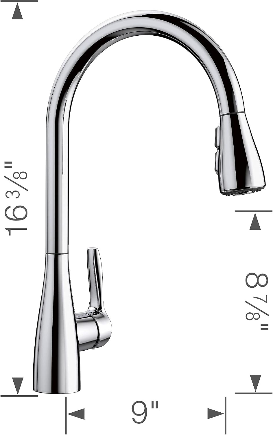 One-Day Sale: Up to 70% Off BLANCO, Polished Chrome 442207 ATURA High Arc Pull-Down Dual Spray Kitchen Faucet, 1.5 GPM