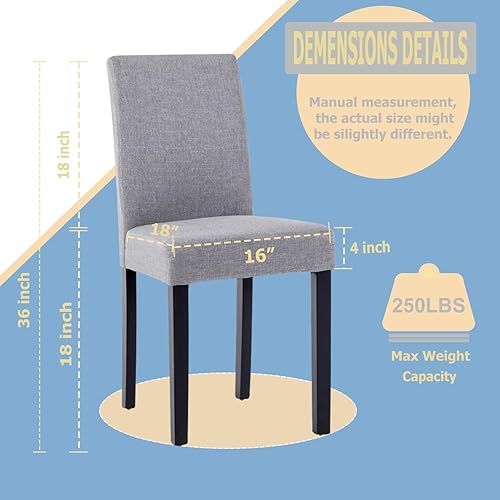 Miniatura 3 de VANCIKI Juego de 2 sillas de comedor, cómodas sillas de cocina con asientos acolchados gruesos y patas de madera maciza, ideales para sala de estar,