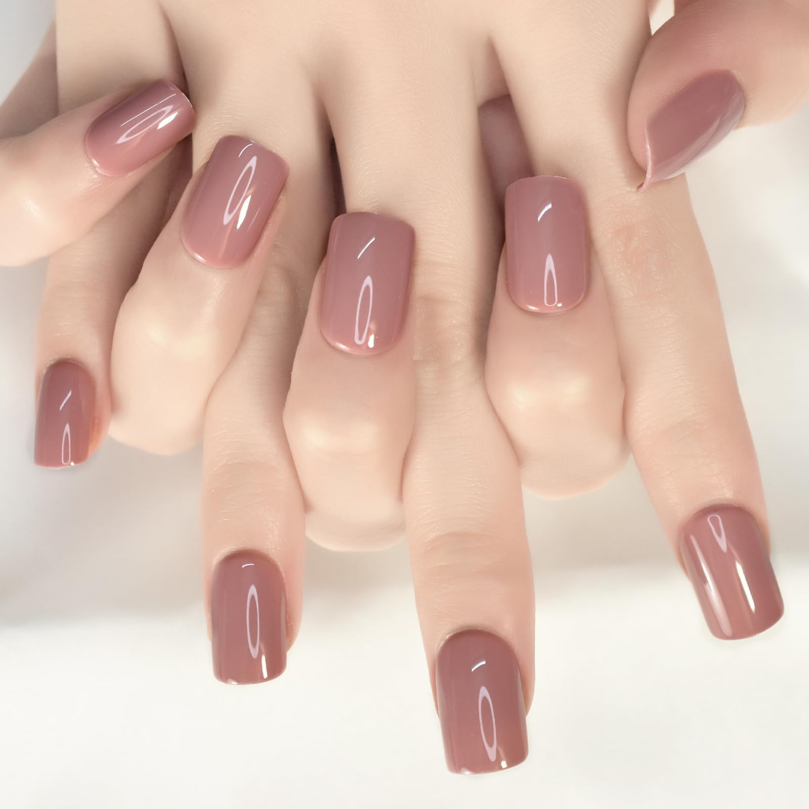 Elevenail Medium Length Press On Nails Pink White Full Cover Tips_voghion.com
