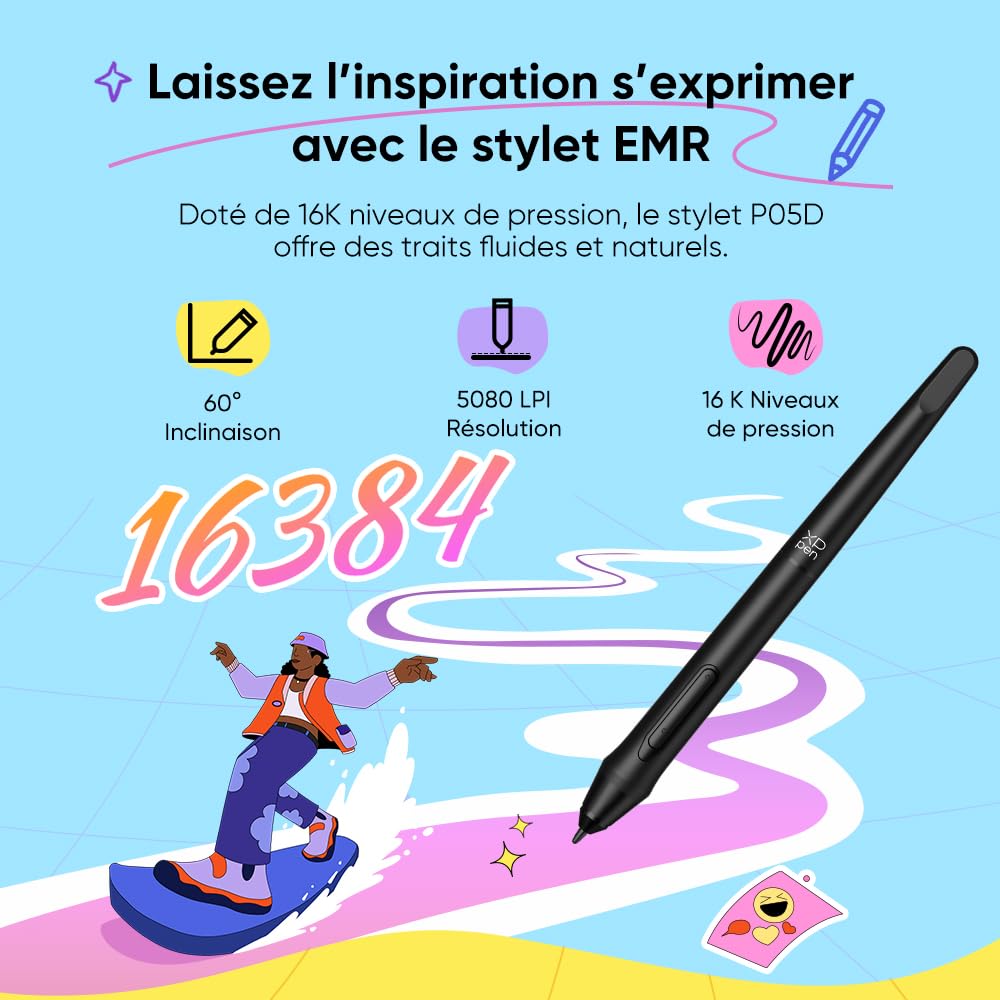 XPPen Deco Mini7W v2 Tablette Graphique Bluetooth 5.0 7 Pouces 16K Niveaux de Pression