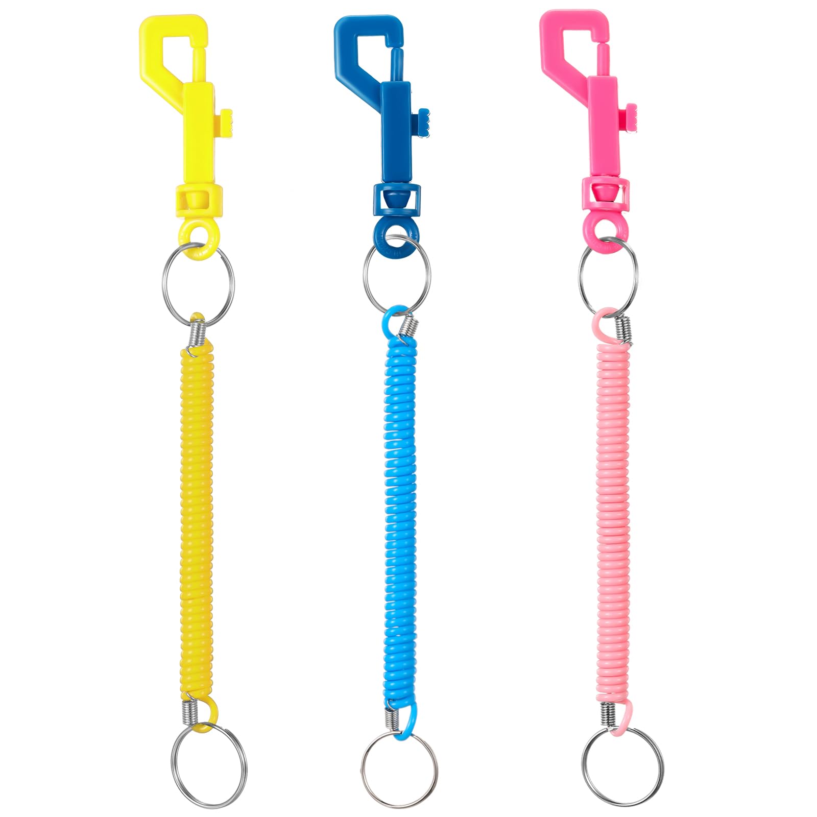 Otuuz 3 Pack Spiral Keyrings Stretchy Elastic Keychain with