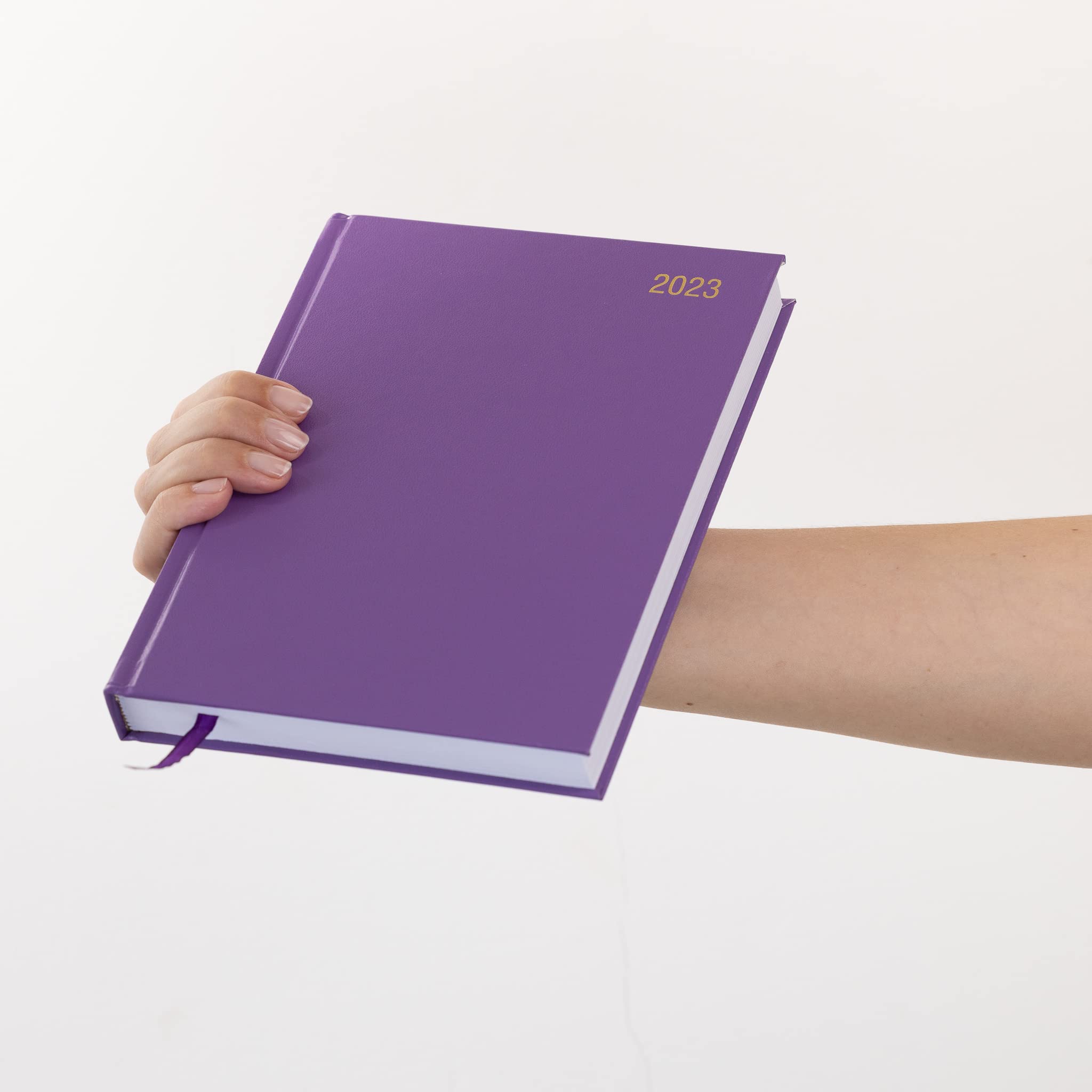 evelay 2025 A4 A5 Day to Page Diary Full Year Planner Desk Hardback Academic Organiser for Home Office School (A5 Page a Day, Purple)