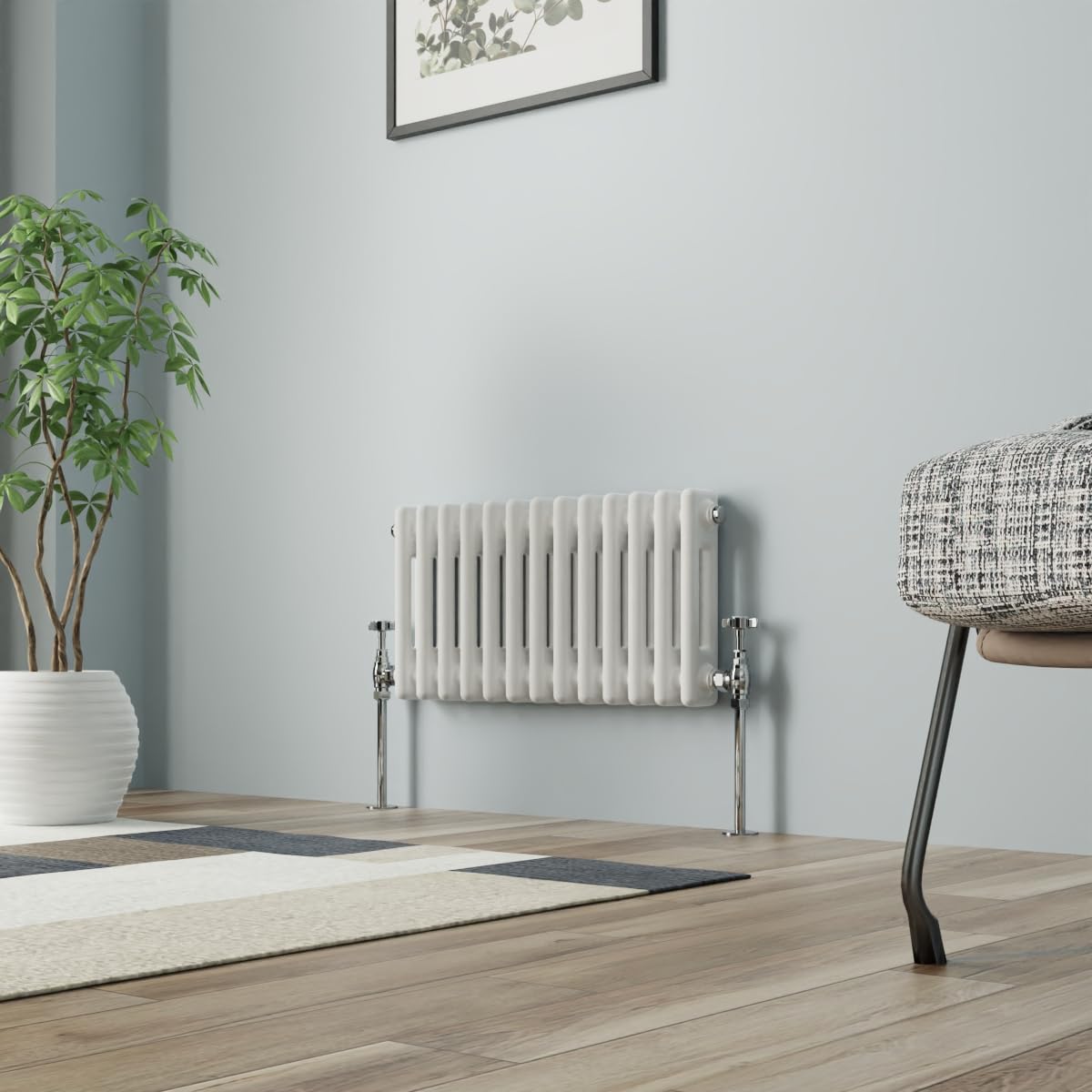 Nrg White Column Radiator Gloss 300X605mm Double Cast Iron Rads