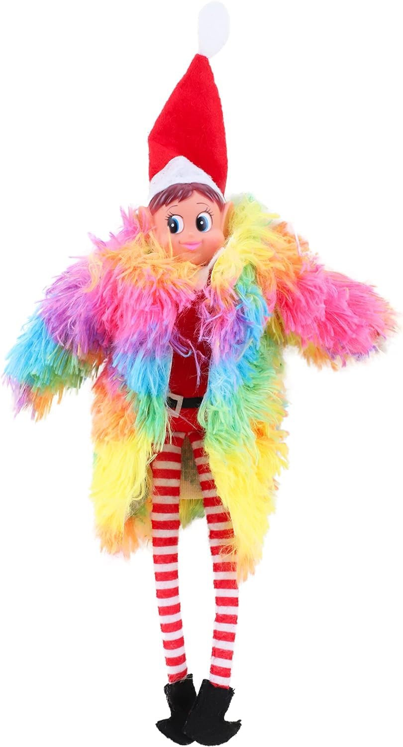 Stunning Elves Behavin Badly Rainbow Fur Coat - (1 Pc.) - Vibrant & Luxurious Outerwear - Perfect For Festive Fun