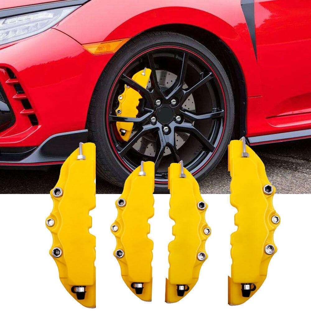 Osłona zacisku hamulcowego 4 szt. osłon zacisku hamulca tarczowego M+S przód tył osłony pasujące do Renault Toyoty(Yellow)