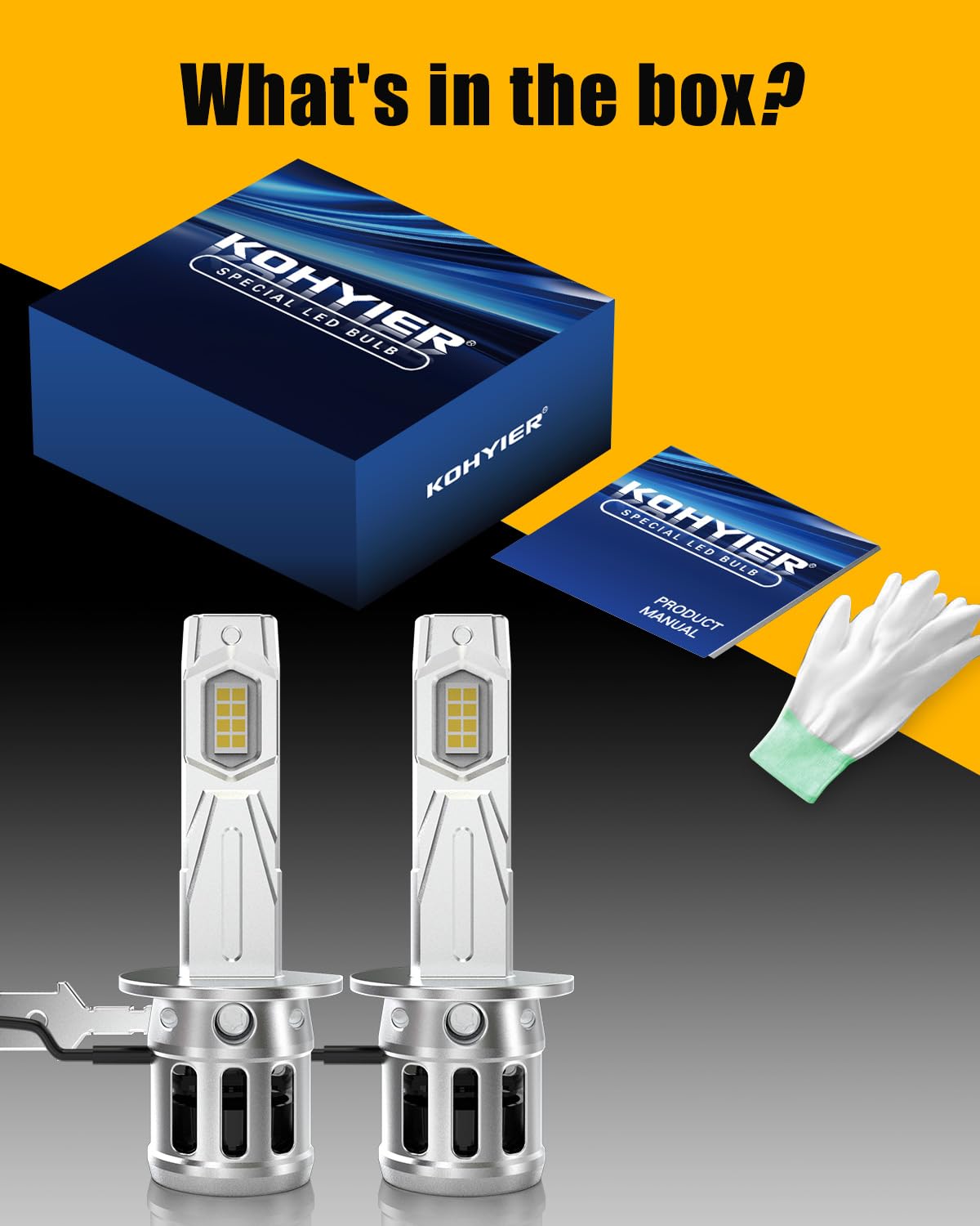 Żarówka LED H1 100W 40000LM, 800% Jaśniejsza Światło Białe 6000K, Miniaturowa Żarówka Przednia H1 LED W Skali 1:1, System Plug And Play, Opakowanie 2 Sztuki
