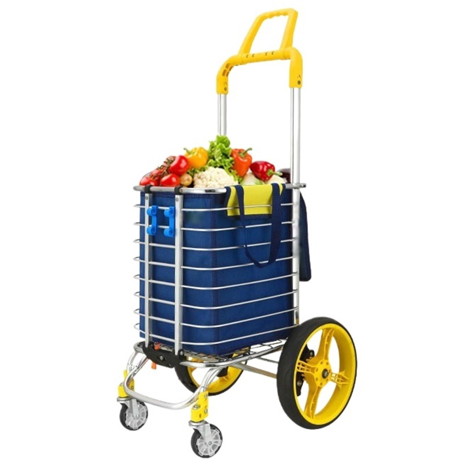 Schwerlast-Klappkarre Tragbarer Einkaufswagen mit Rädern, Treppensteigen, zusammenklappbarer Handwagen Paletten- und Transport auf Rädern(Silver)