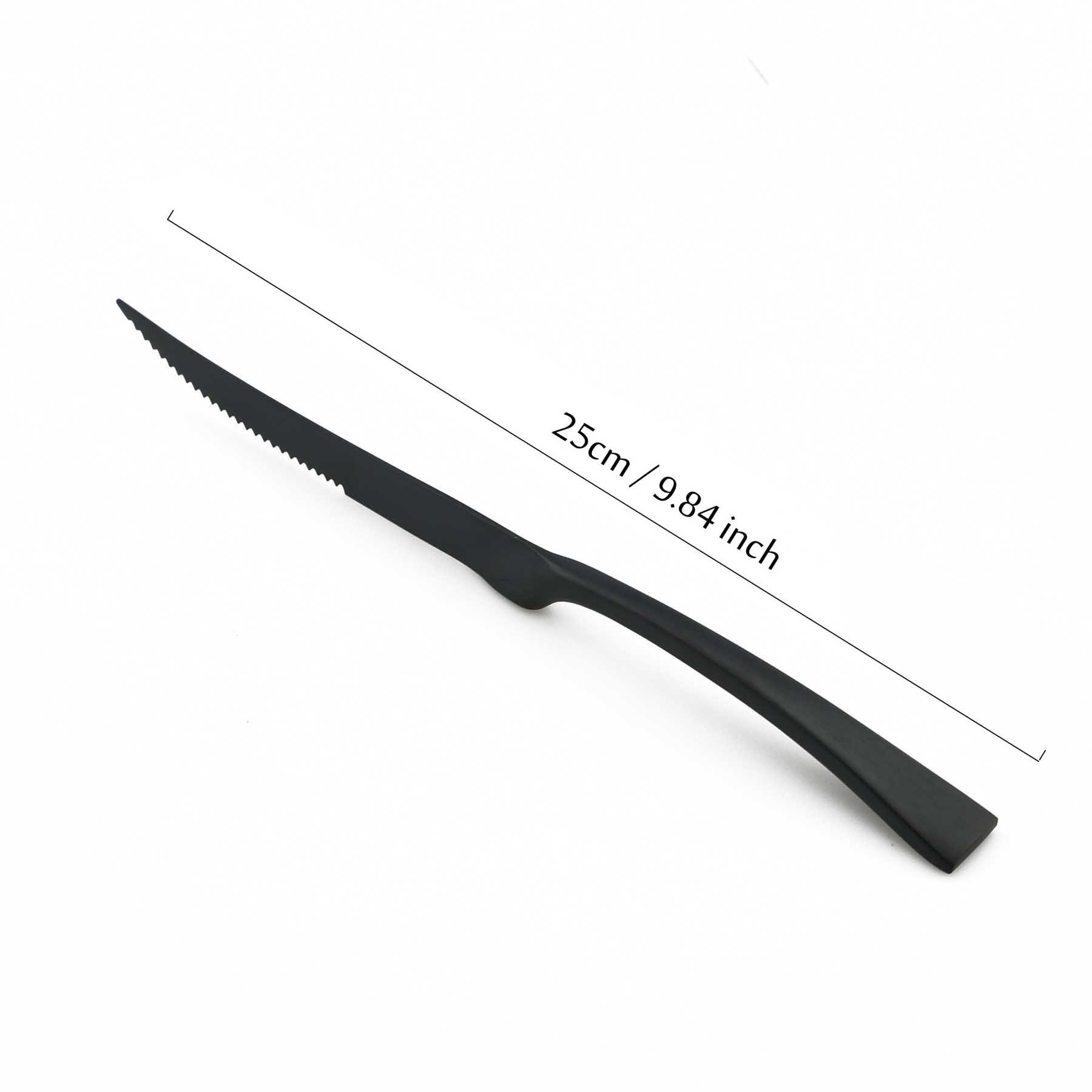BRIIEC 6 Pieces Matte Black Serrated Steak Knife Set, 18/10 Stainless Steel Flatware Set