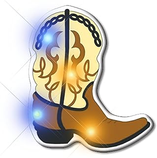 Light Up Brown Cowboy Boot Flashing Blinking LED Body Light Lapel Pins (25-Pack)