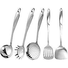 IMEEA Kitchen Tools Set, Cookware, 5-Piece Set, Stainless Steel, Turner, Pasta Server, Ladle, Dishwasher Safe