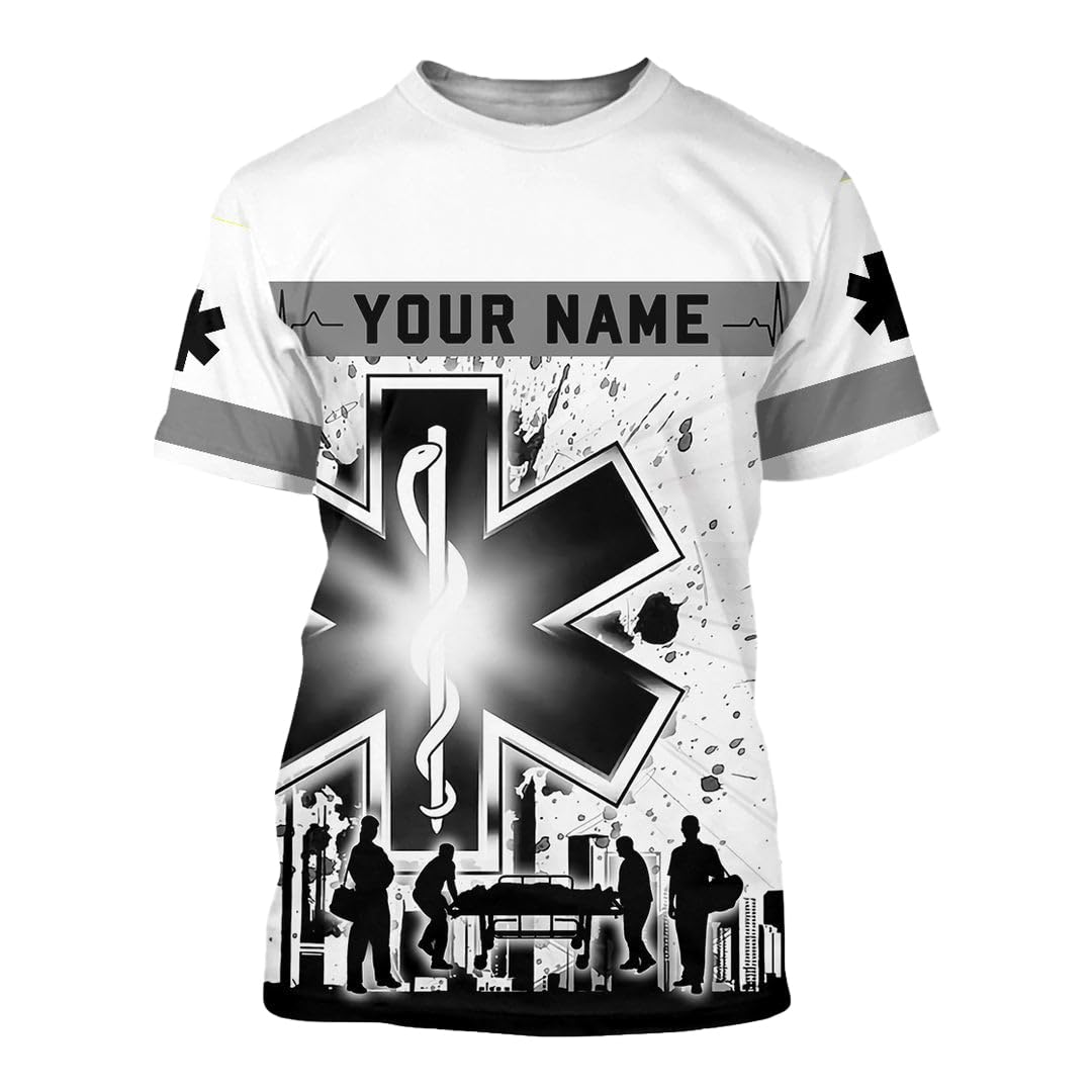 Riveprints Personalized EMS 3D Shirts for Men Women, Emergency Medical Services Shirt, EMS Shirt, EMS Paramedic EMT Gifts (EMS 6)