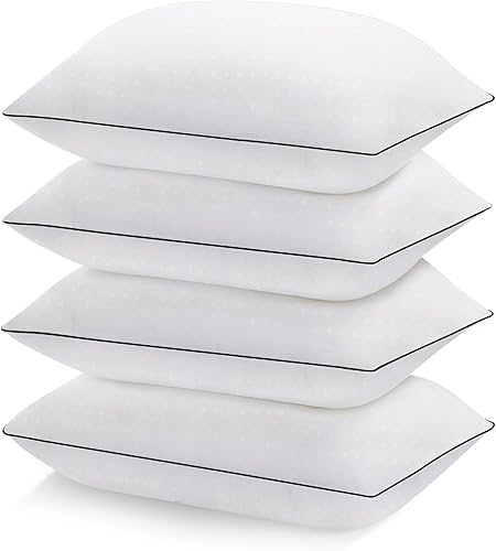 Nctoberows Juego de 4 almohadas de cama para dormir, tamaño estándar, refrescantes y de apoyo, calidad de hotel con relleno alternativo de plumón