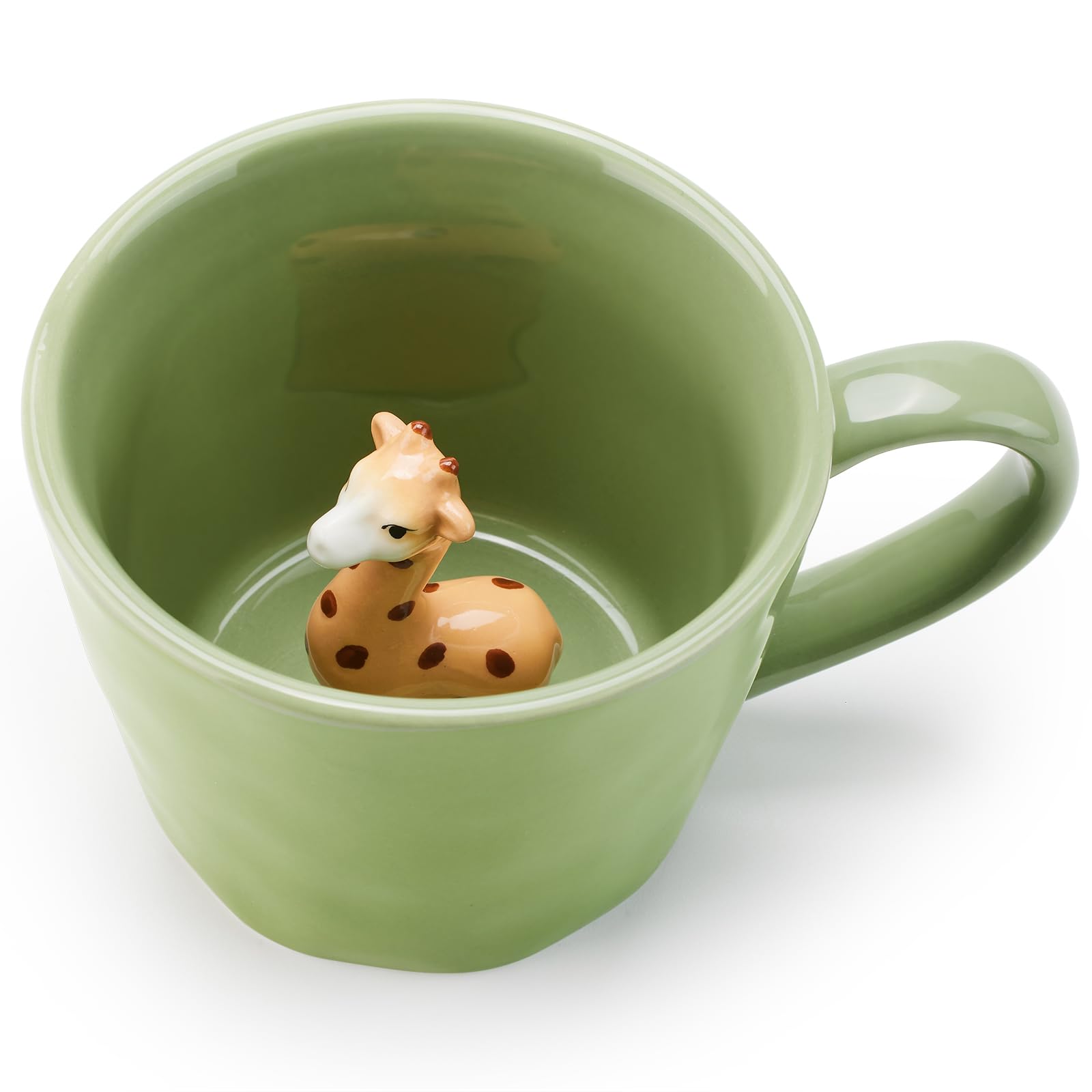 Cteahrow Squirrel Ceramic Mug with 3D Animal Inside, Cartoon Handmade Figurine Mug, Cute Coffee Mug with Interesting Design, Holiday and Birthday Gift for Coffee and Milk Tea Lovers (Giraffe)