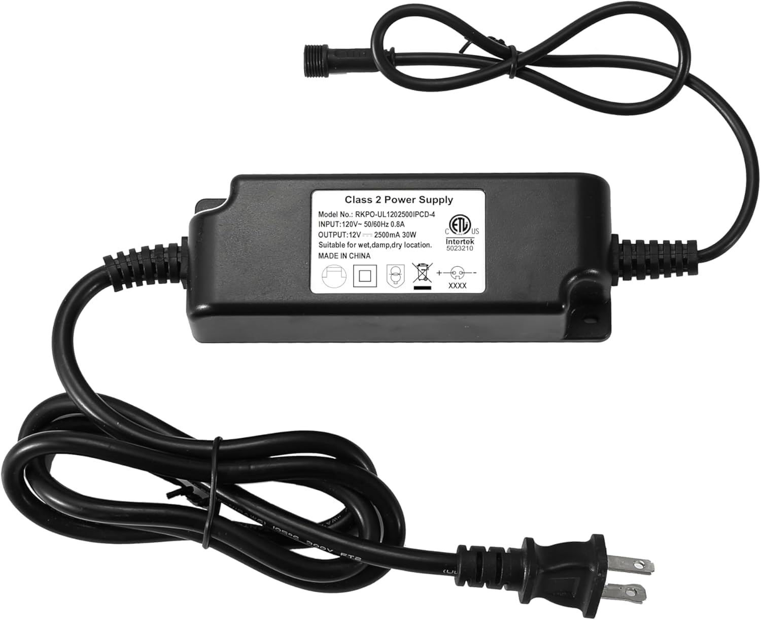 Sumaote 12V 30W Power Supply Adapter - IP67 Waterproof Transformer For LED Deck Lights (US Plug)
