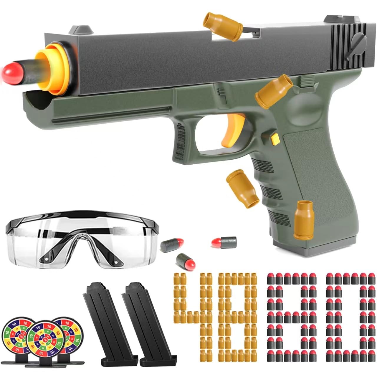 Buy Toy Soft Bullets, Cool Toy Pistol with Ejecting Shells, 80 Pcs Eva ...