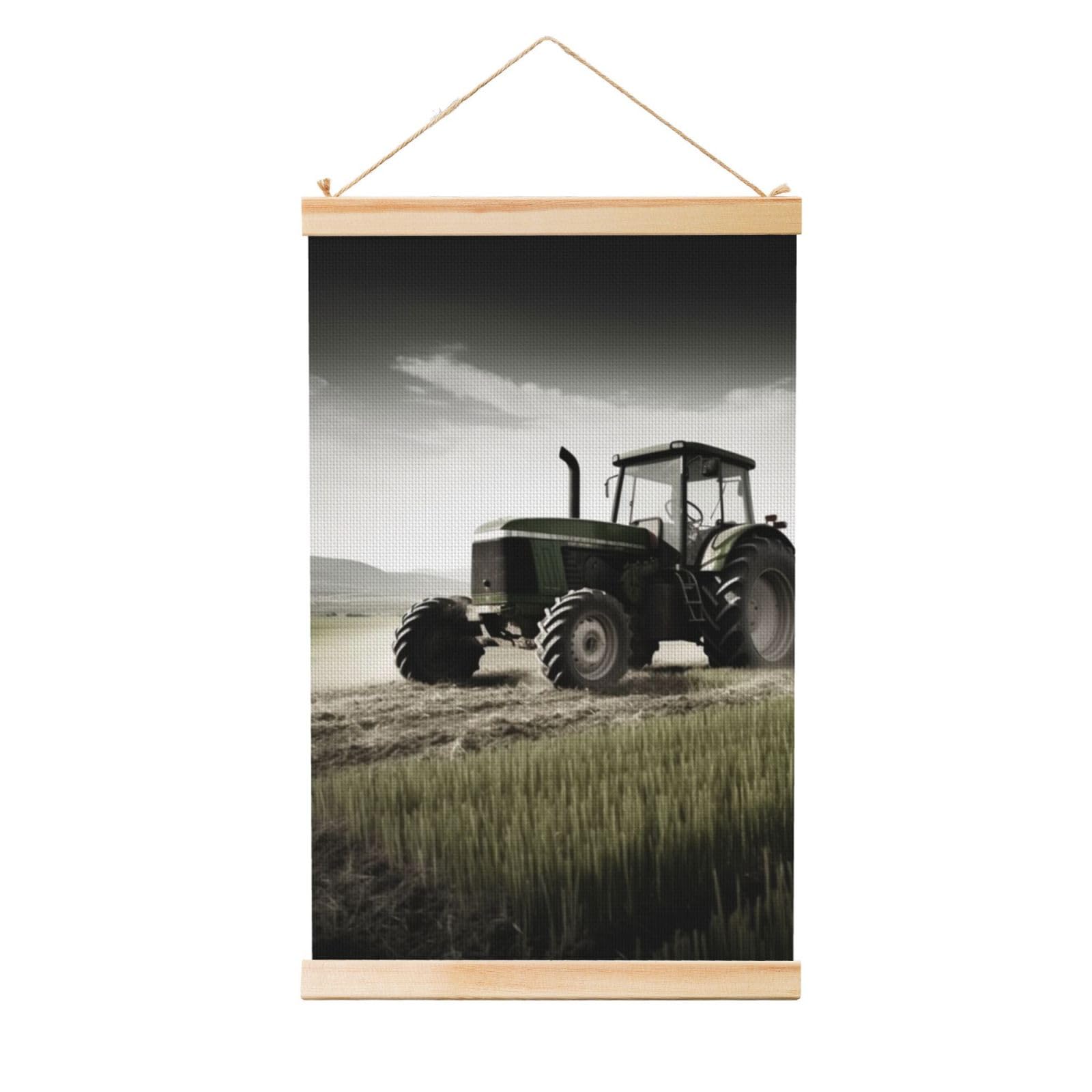 Tractor Agriculture Tranquil Posters Wooden Shaft Hanging Poster Canvas Prints Scroll Wall Art Painting Vintage Wall Banner Modern Artwork Decor for Home Decor Ready to Hang 20"x30"
