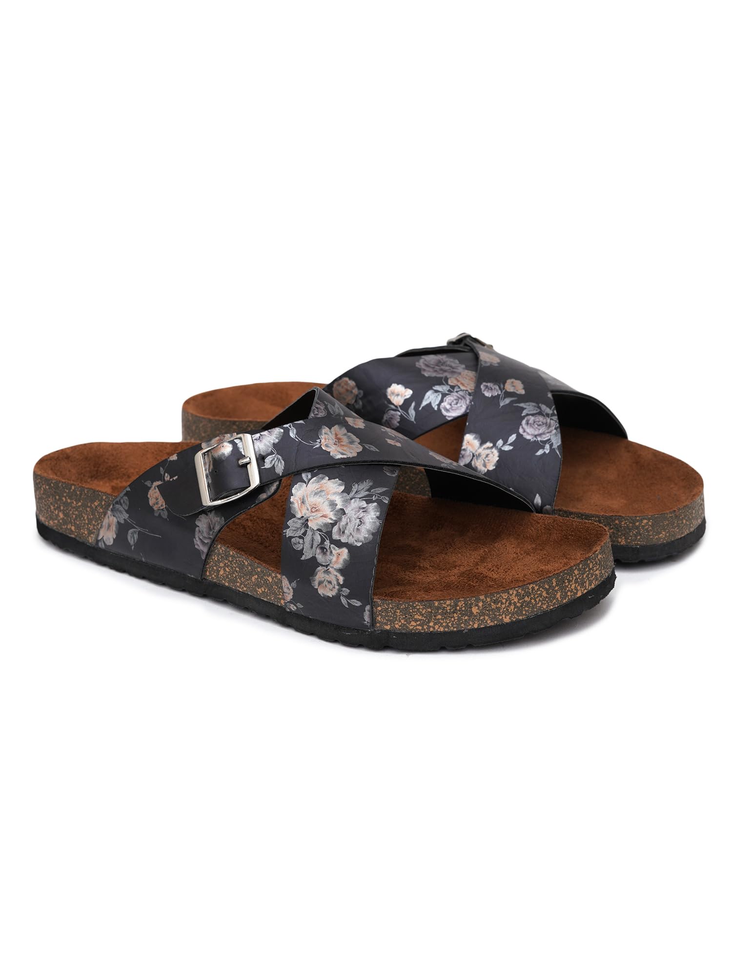 MOZAFIA Synthetic Leather Comfortable Stylish with Open Toe Casual Black Floral printed Flat Sandals Sandal for Women (WSLP-SK-2304-905-Black Flower-38) (B0CWLMYLXL) Amazon Price History, Amazon Price Tracker