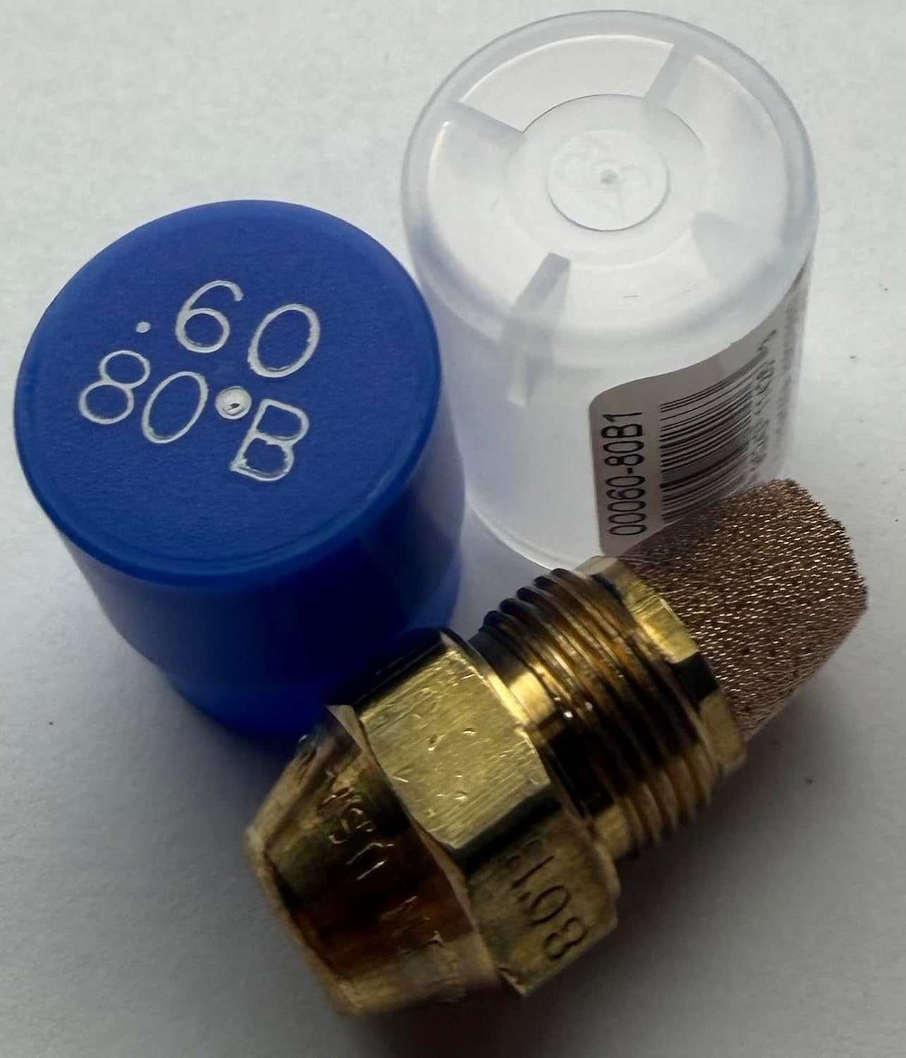 Four Pack - Oil Burner Nozzle, .60 80 B, Solid Spray Blue Cap .60 80 B Oil Nozzle .60 Gallons per minute with a 80 degree Solid Spray