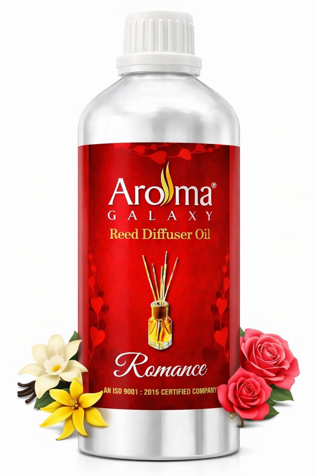 Aroma Galaxy 100% Pure & Natural Romance Reed Diffuser Refill Oil 1ltr – Premium Long Lasting Fragrance Oil for Home, Office, Spa & Aroma Diffusers
