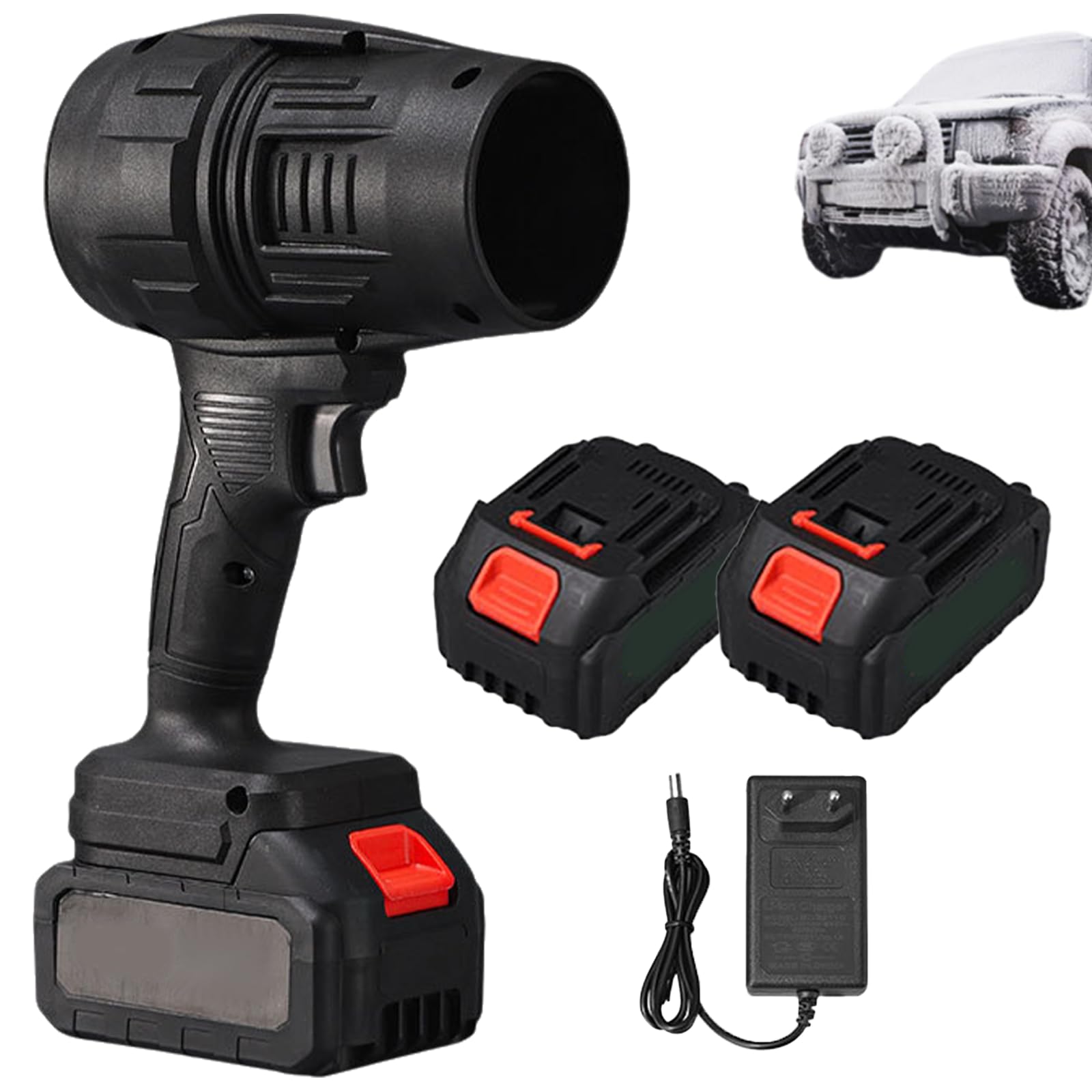 Cordless Power Blower – Dual Battery Multi-Purpose Cleaner, Turbo Jet Blower Portable Handheld Leaf Blowers Mini Power Dust, for Car Dryer, BBQ, Outdoor Cleaning (Black-2Battery)