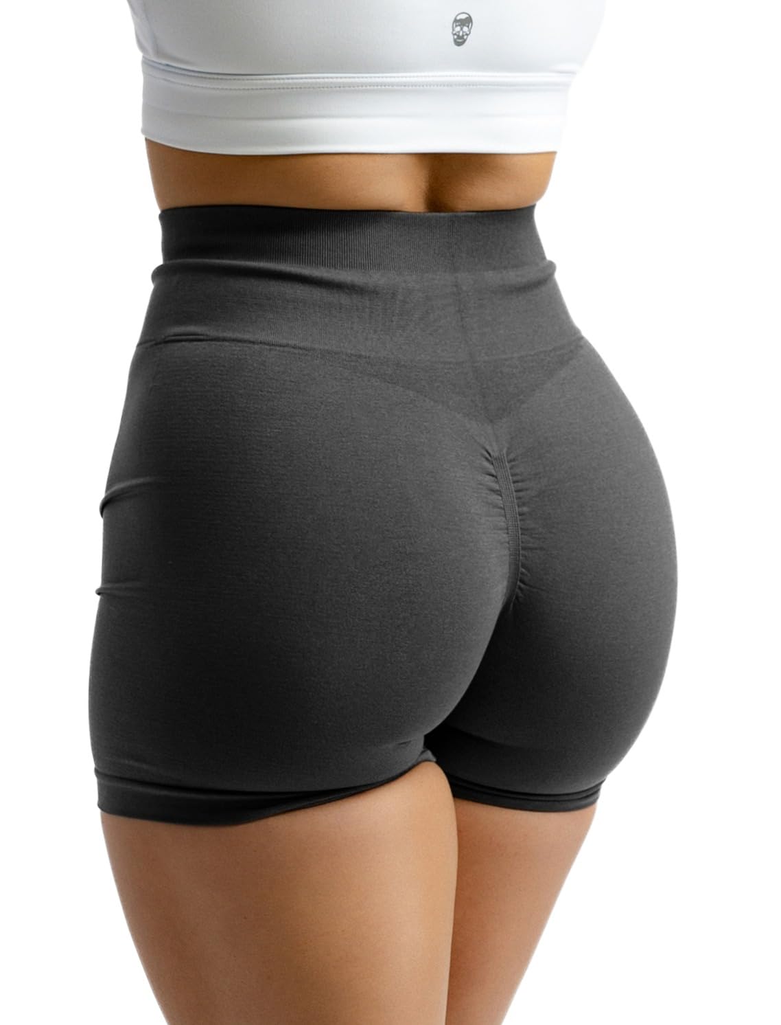 Gymreapers Infinity Seamless Workout Shorts High Waist Biker Shorts for Women Athletic Gym Running Pilates Yoga Sport Short: Large Flat Gray