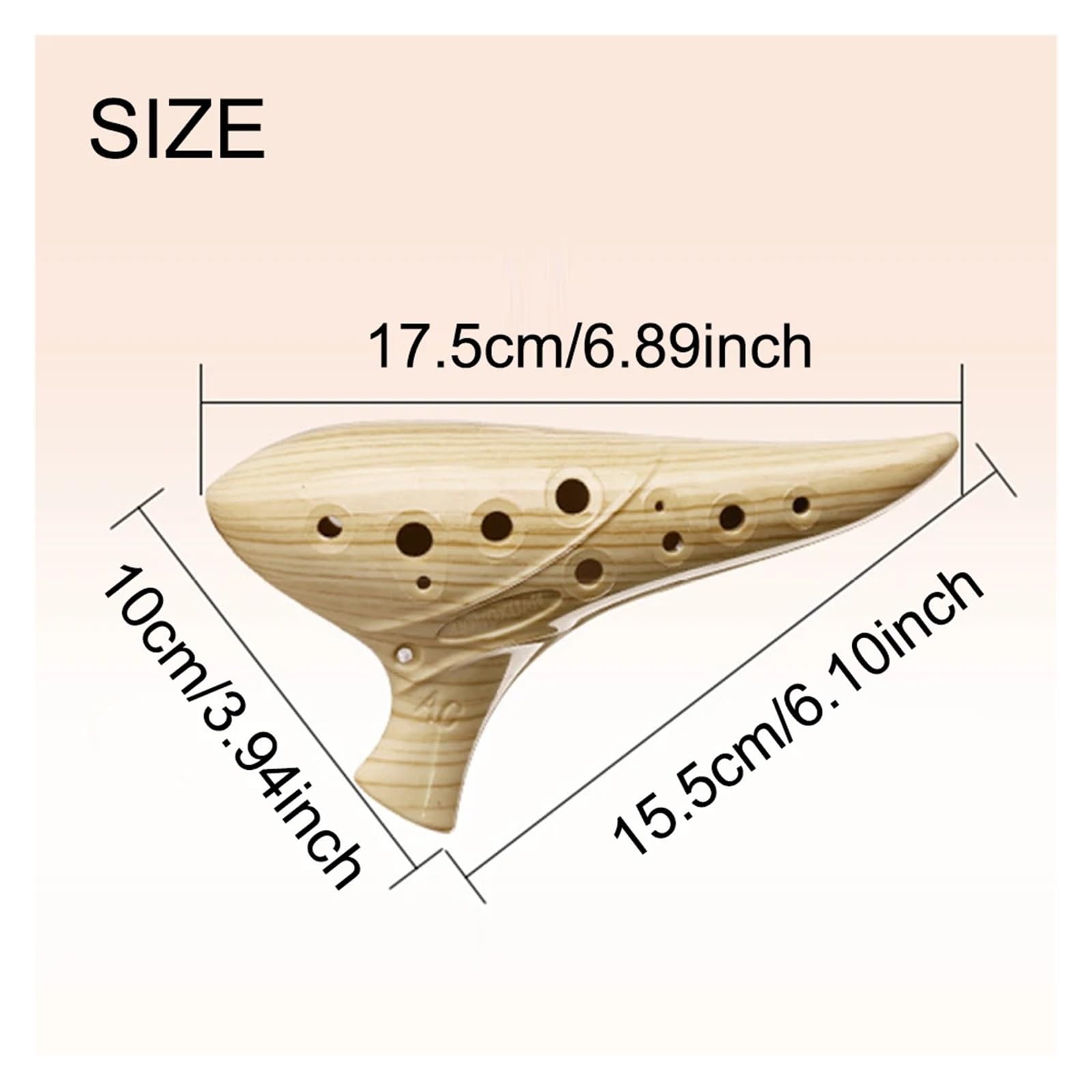 Ocarina Ceramica Alto C Flauto in ceramica con 12 fori, tono AC Tono medio C Grana del legno Cracking Ghiaccio Affumicato Blu Bianco Strumento for principianti per Principianti Adulti