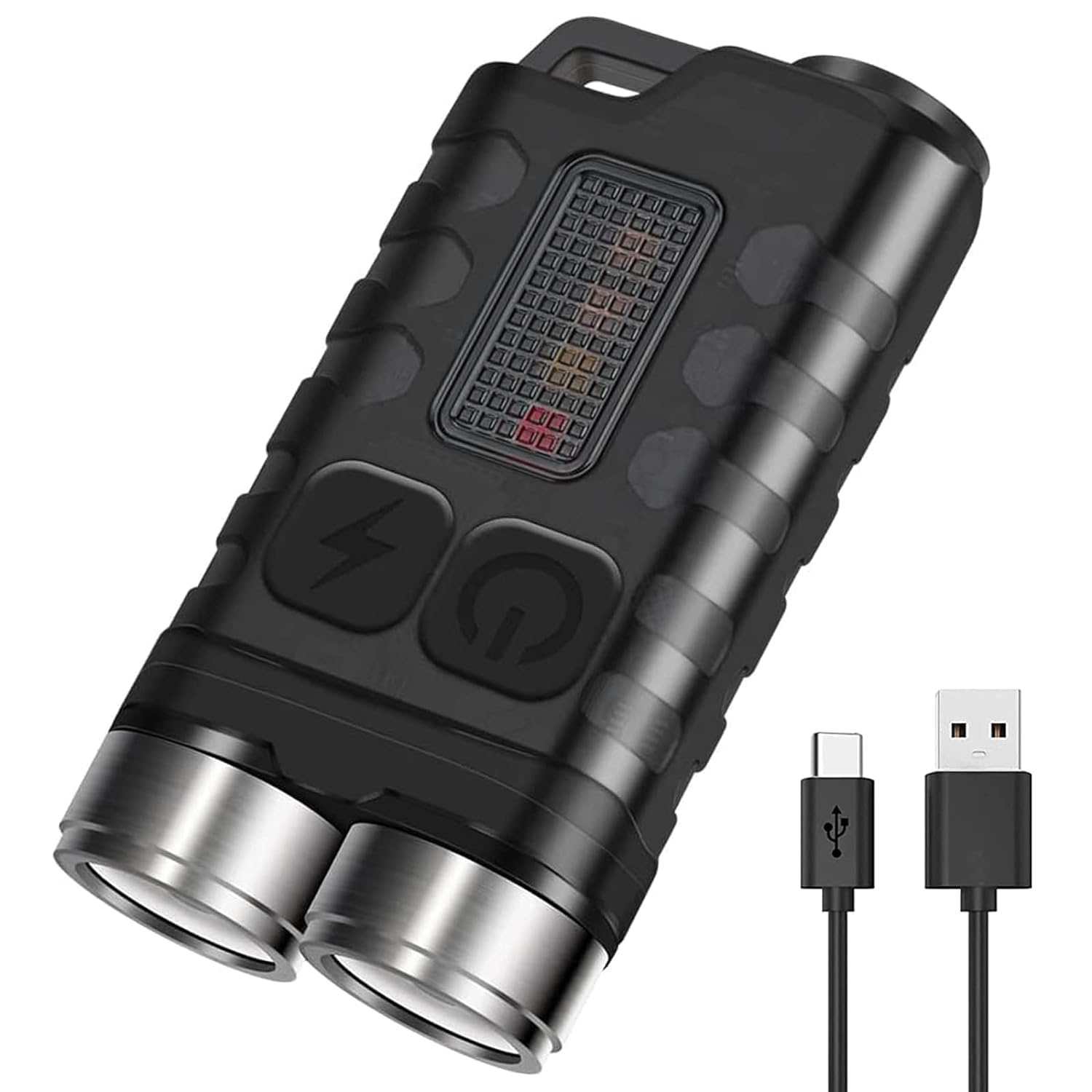 BORUiT Mini Powerful Keychain Flashlight USB-C Rechargeable EDC Flashlight with White Red UV Blue Light,Super Bright 900LM 12 Modes Pocket Flashlight Keychain Light,IP65 Waterproof,Tail Magnet (Black)