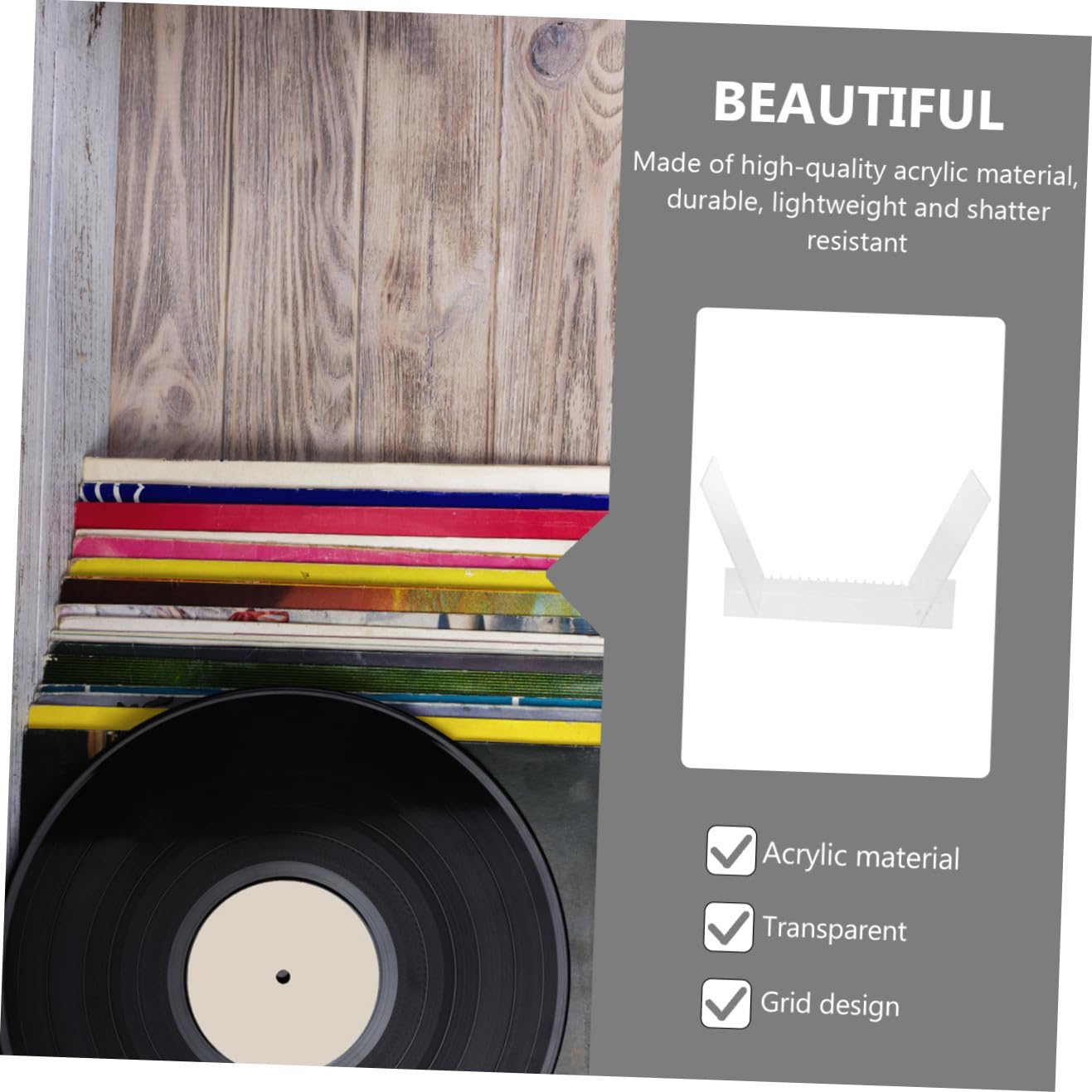 Supporto per dischi in vinile acrilico, moderno supporto per album per la casa, elegante scaffale da collezione per gli amanti della musica e gli appassionati di arredamento