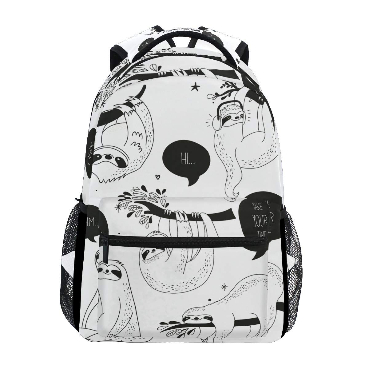 domook School College Backpack Rucksack Travel Bookbag Outdoor Cute (Sloth-3) One Size
