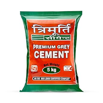 Trimurti Grade A Quality Premium Grey Cement, Ideal for Filling Cracks, Gaps & Multiple Purposes, High Chemical Resistance, Low Permeability & Smoother Interiors - 5KG Packet