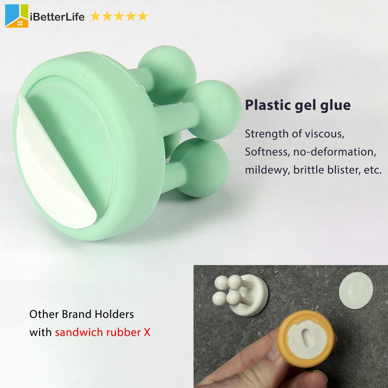 IBetterLife Silicone Toothbrush Holders for Bathrooms - 6Pcs Razor Holder for Shower Wall Mounted Self Adhesive Multifunctional Cute Hook for Kids Hanging Tooth Brush for Kitchen Living Room Office 7