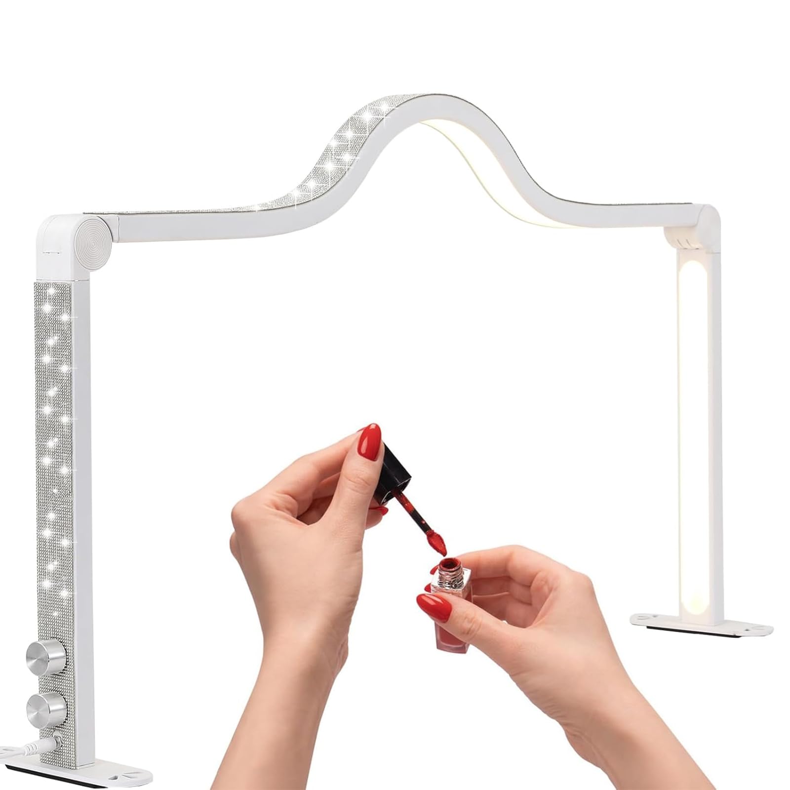 Luce LED 45W Half Moon per Nail Tech, Luce Lunare Pieghevole Nail Tech con Lampada da 420 LED E Cuscinetti Antiscivolo, Luminosità 3000-6500K Regolabile per Manicure Extension Ciglia Tatuaggio