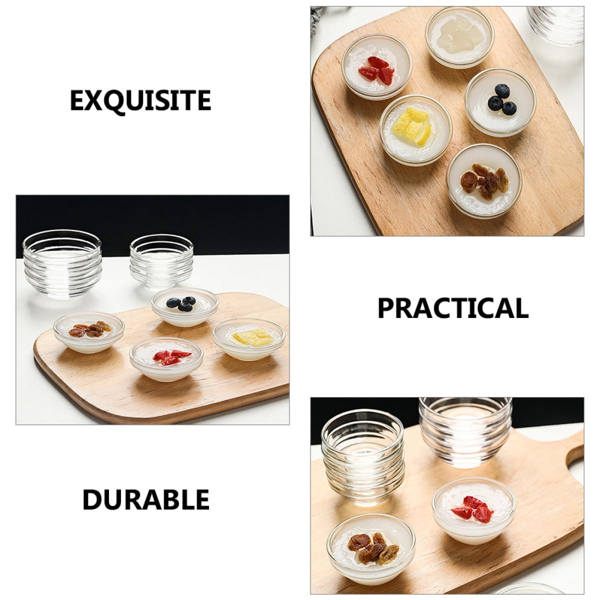 Set da 10 Ciotole Impilabili in Vetro per Dessert e Macedonia Coppette Monoporzione da 45 Ml Coperchio, Perfette per Gelatine e Snack