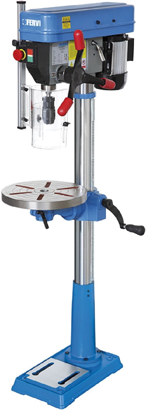 TRAPANO A COLONNA CON TRASMISSIONE A CINGHIA, TAVOLA GIREVOLE E INCLINABILE 0,65 Kw FERVI 0186