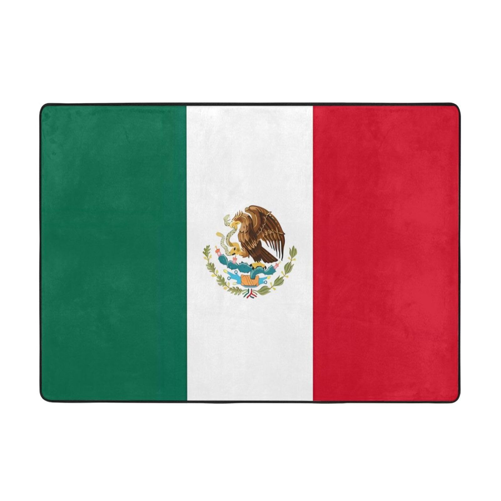 Grand tapis imprimé drapeau du Mexique 203x147 cm en flanelle douce pour chambre