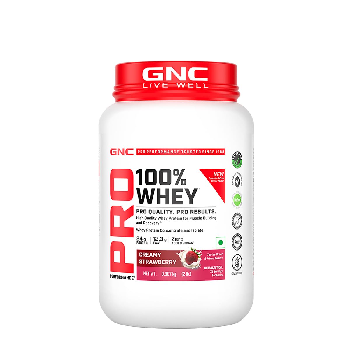 GNC Pro Performance 100% Whey Protein | New Formulation | 24g Protein, 5.7g BCAAs, 12.3g EAAs | Added DigeZyme® | Whey Isolate & Concentrate Blend, Low Carb (4.51g), No Added Sugar | Chocolate Fudge, 4kg — Amazon image 17