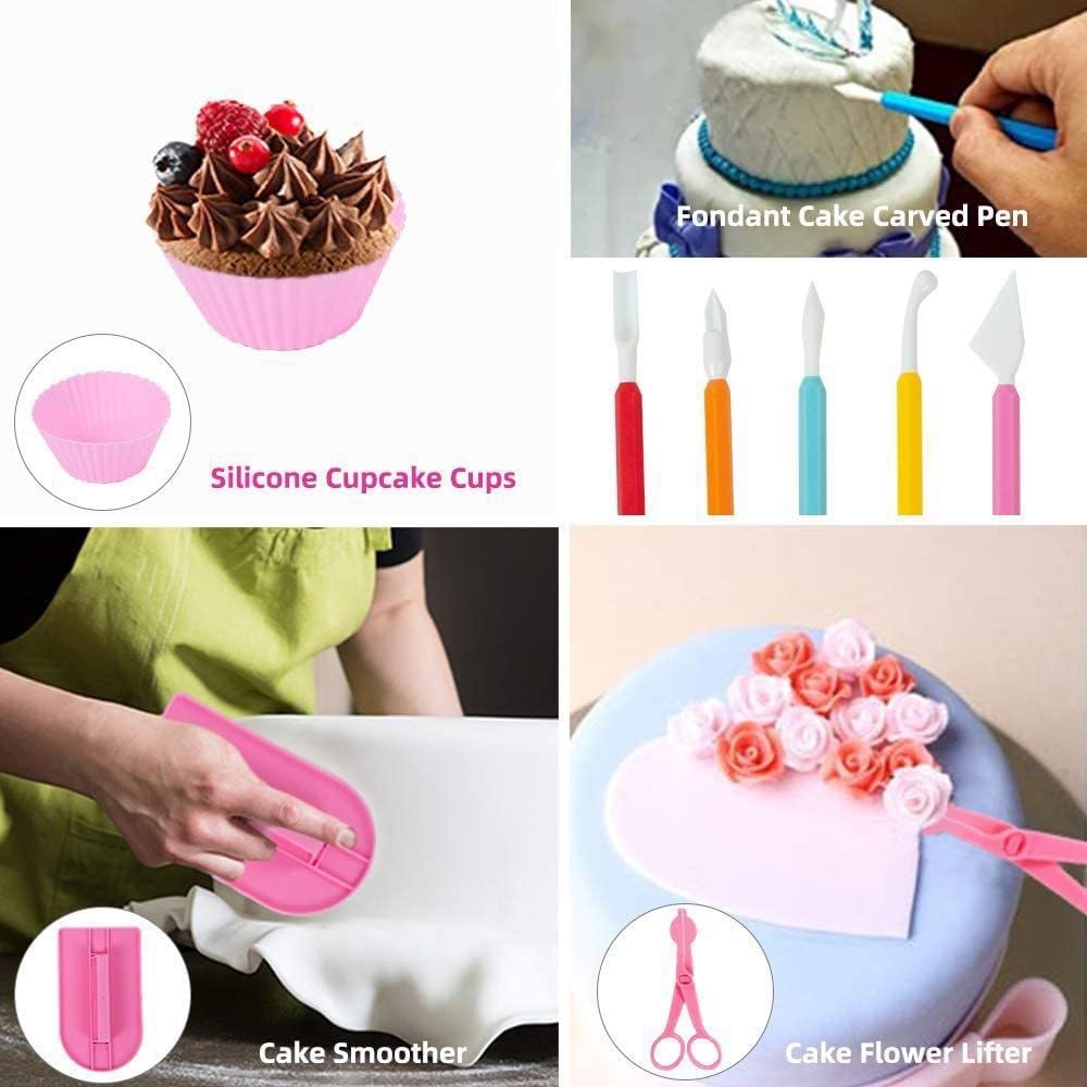Backzubehör,Torten Zubehör 205/255 PCS Anti-Rutsch-Kuchen Dekorieren Lieferungen Kit Werkzeuge Backen Zubehör Kuchen Piping Bag(255PCS)