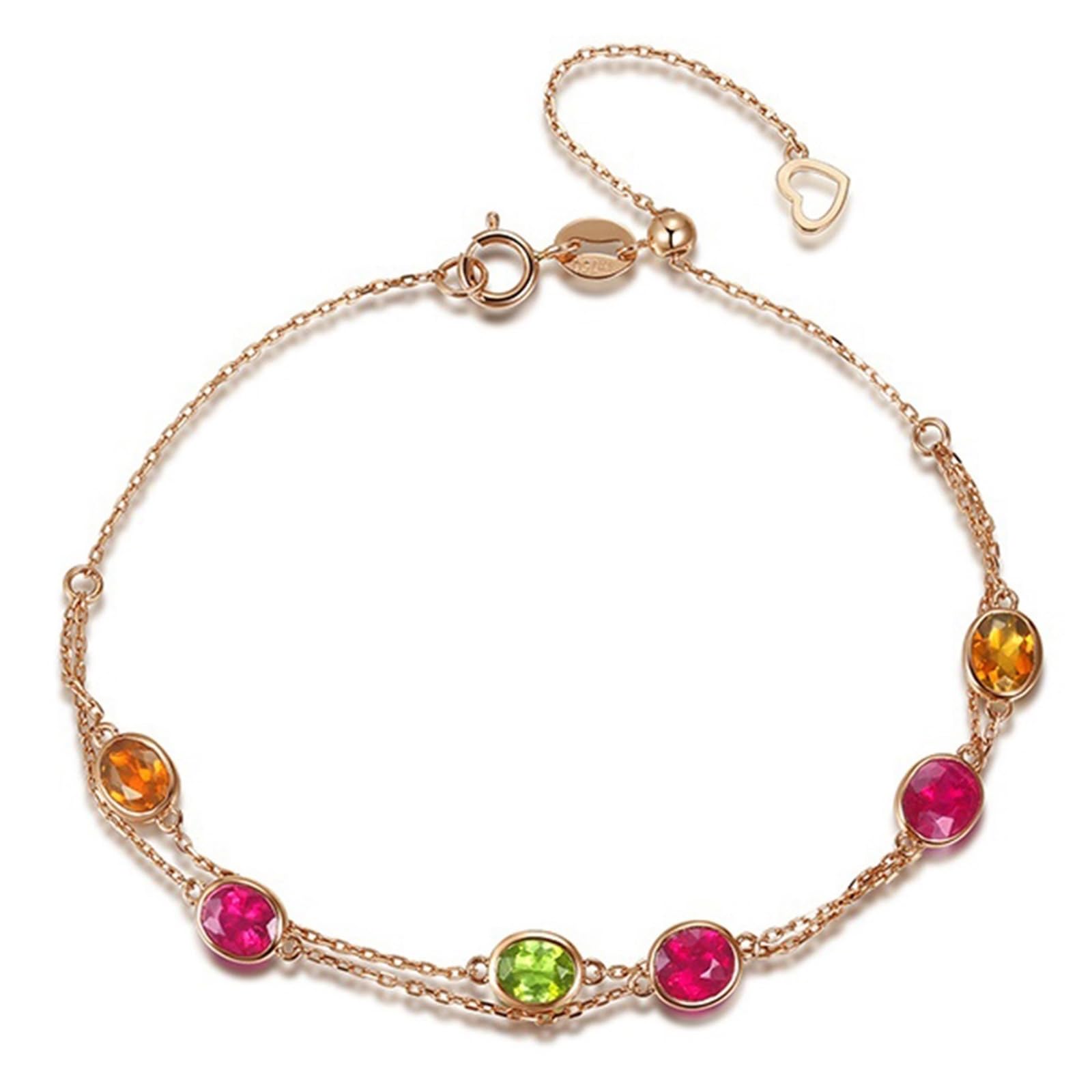 Bracciali Oro Rosa Donna 750/585/375, Bracciale Donna con Tormalina 2ct 16-18 cm Estensione 4 cm, Braccialetti da Sposa Matrimonio