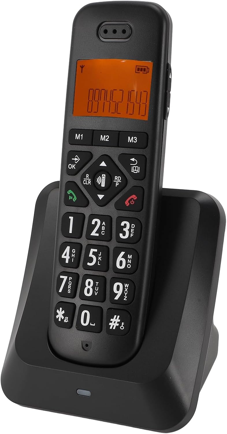 Cordless Phone, Cordless Home Phone with Caller ID Call Waiting Call Blocking Backlit Display Big Buttons Home Phone with Full Duplex Speakerphone for Home Office (US Plug)