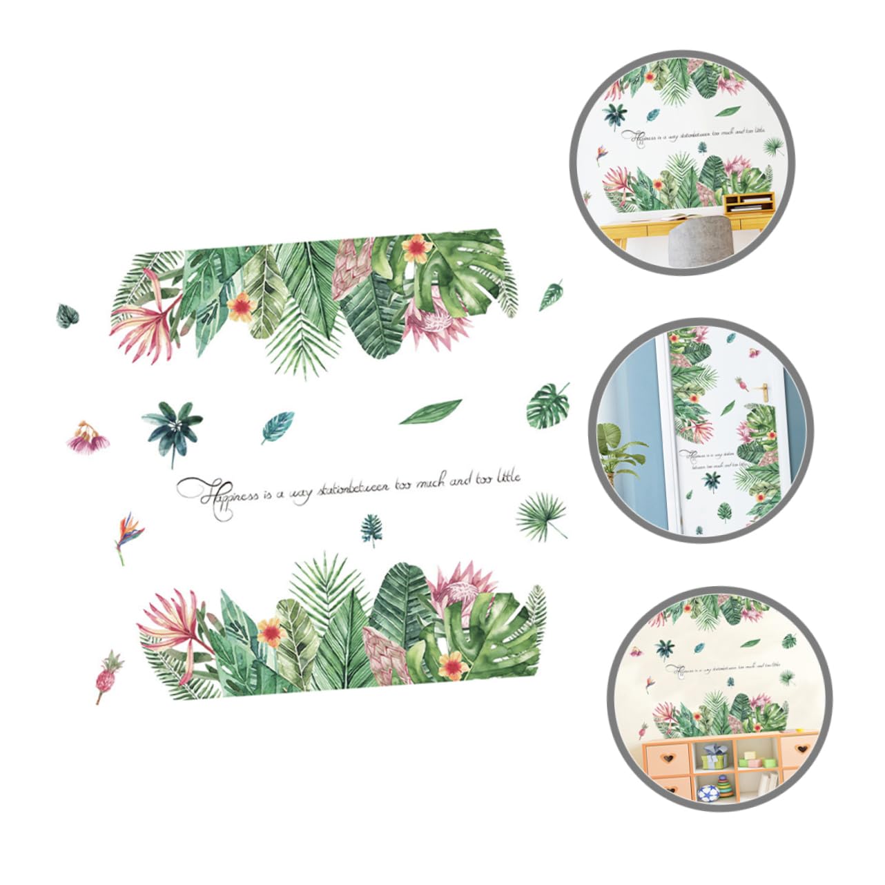 SOIMISS 4stücke Flower Wall Stickers Selbstklebende Wandtattoos Mit Tropischen Blättern Für Schlafzimmer Und Leicht Anzubringen Abnehmbar Dekorative Blumenaufkleber