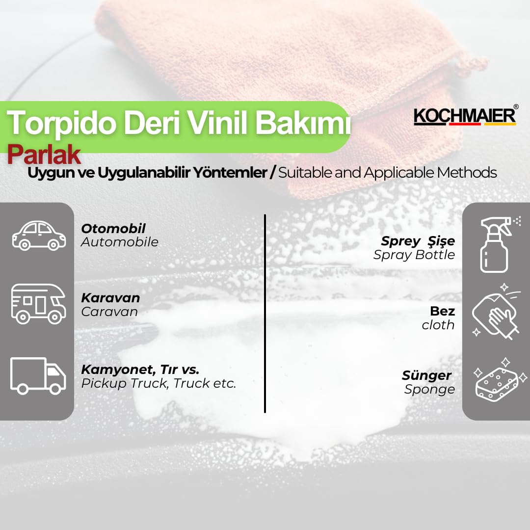 Kochmaier Oto Torpido Deri Vinil Bakımı Sütü (Parlak görünüm) - cockpit care (glossy effect) (500 ml)