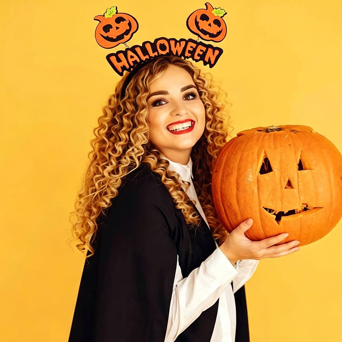 Halloween Pumpkin Headbands for Women,Pumpkin Hair Accessories,Halloween Party Headbands Decor,Orange anti slip headwear,Cute Orange squash Design Headwear Hair Hoop,Fall Hair Decorations image 4