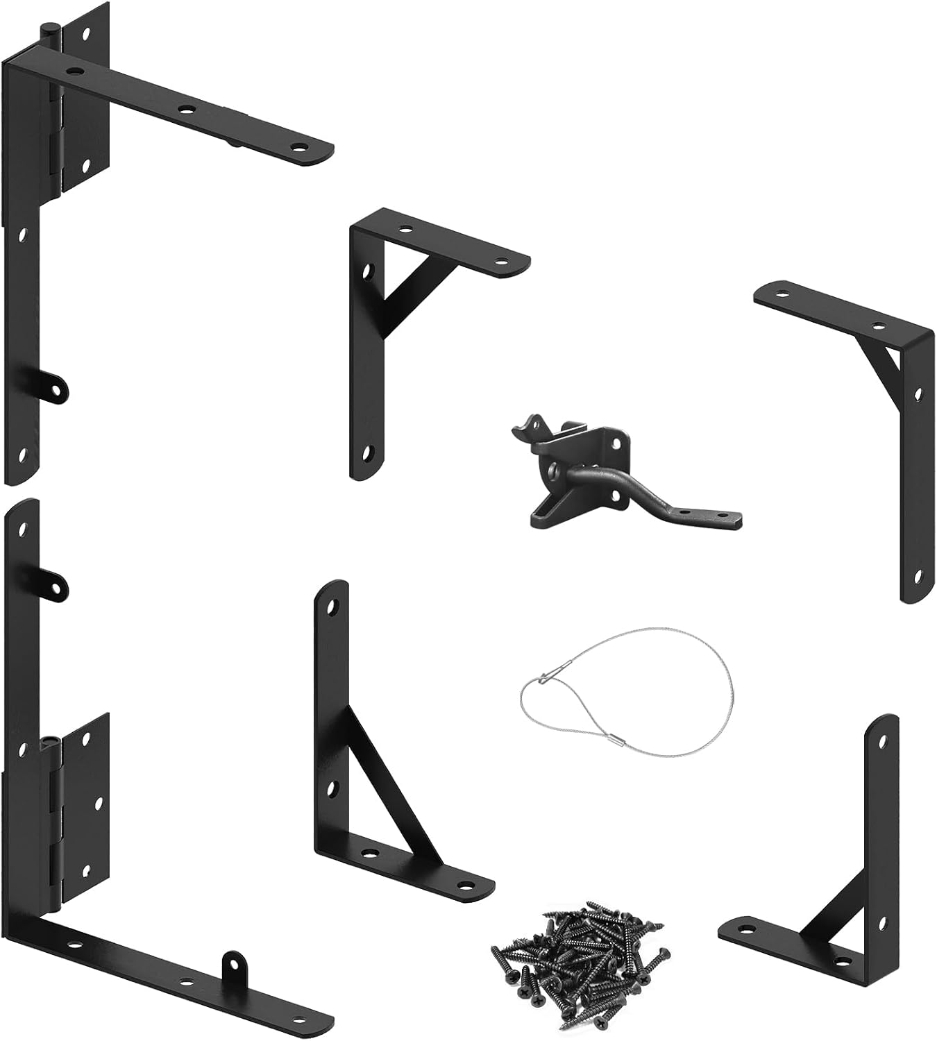 2 Set Gate Frame Fence Kit with Gate Latch,Heavy Duty Anti Sag Gate Kit, Gate Corner Brace Bracket Hardware for Wooden Privacy Fence Gate Garden Wooden Driveway Gates, Shed Doors, Corral