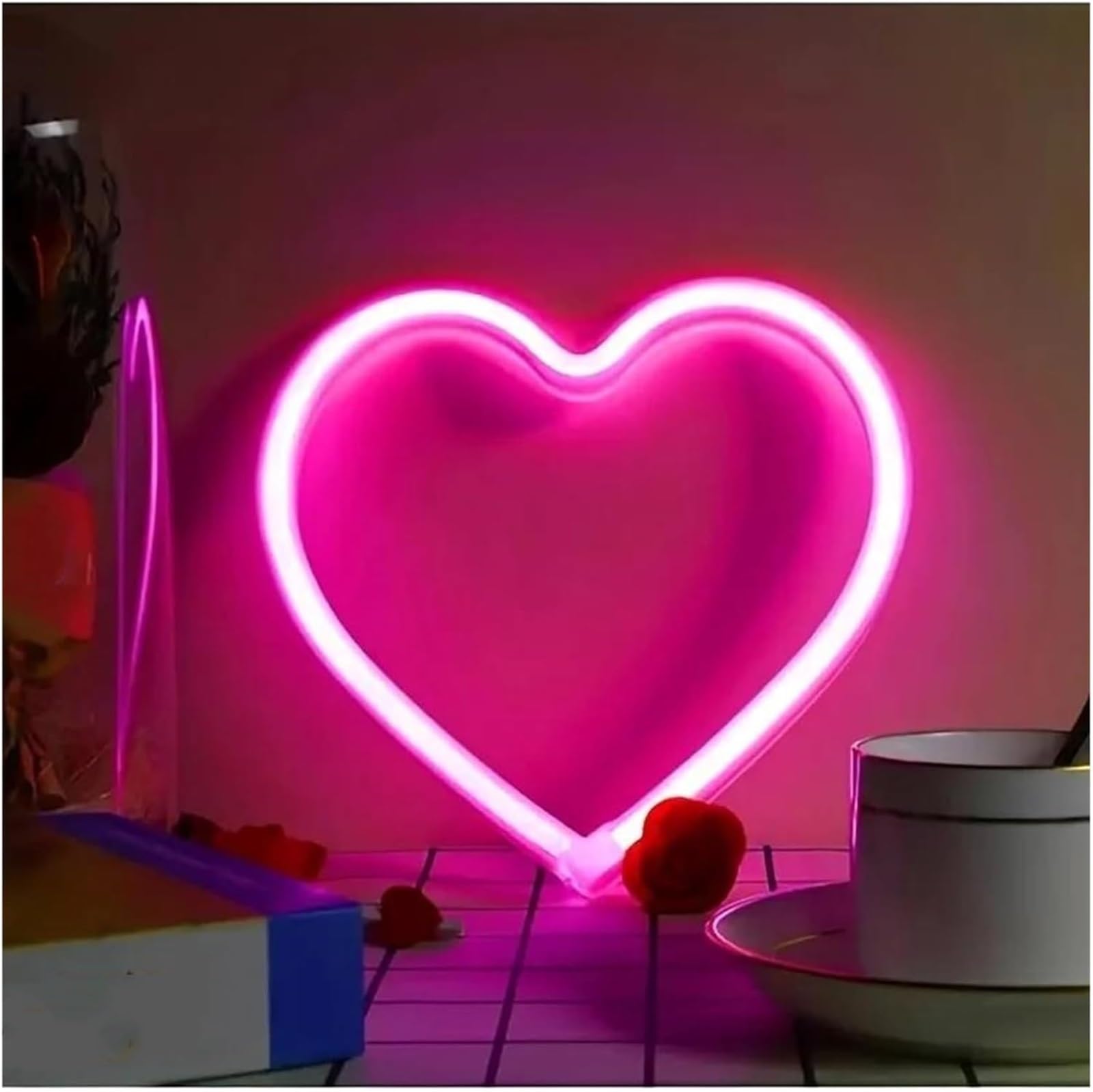 Regalo creativo per insegne al neon Lampada da atmosfera rilassante a forma di cuore, insegna al per neon con luce per camera letto, soggiorno, casa, festa(C)