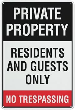 Private Property Residents And Guests Only No Trespassing Sign Sign, 8 X 12 Grade Reflective Sheeting Rust Free Aluminum, Weather Resistant, Waterproof, Easy To Mount