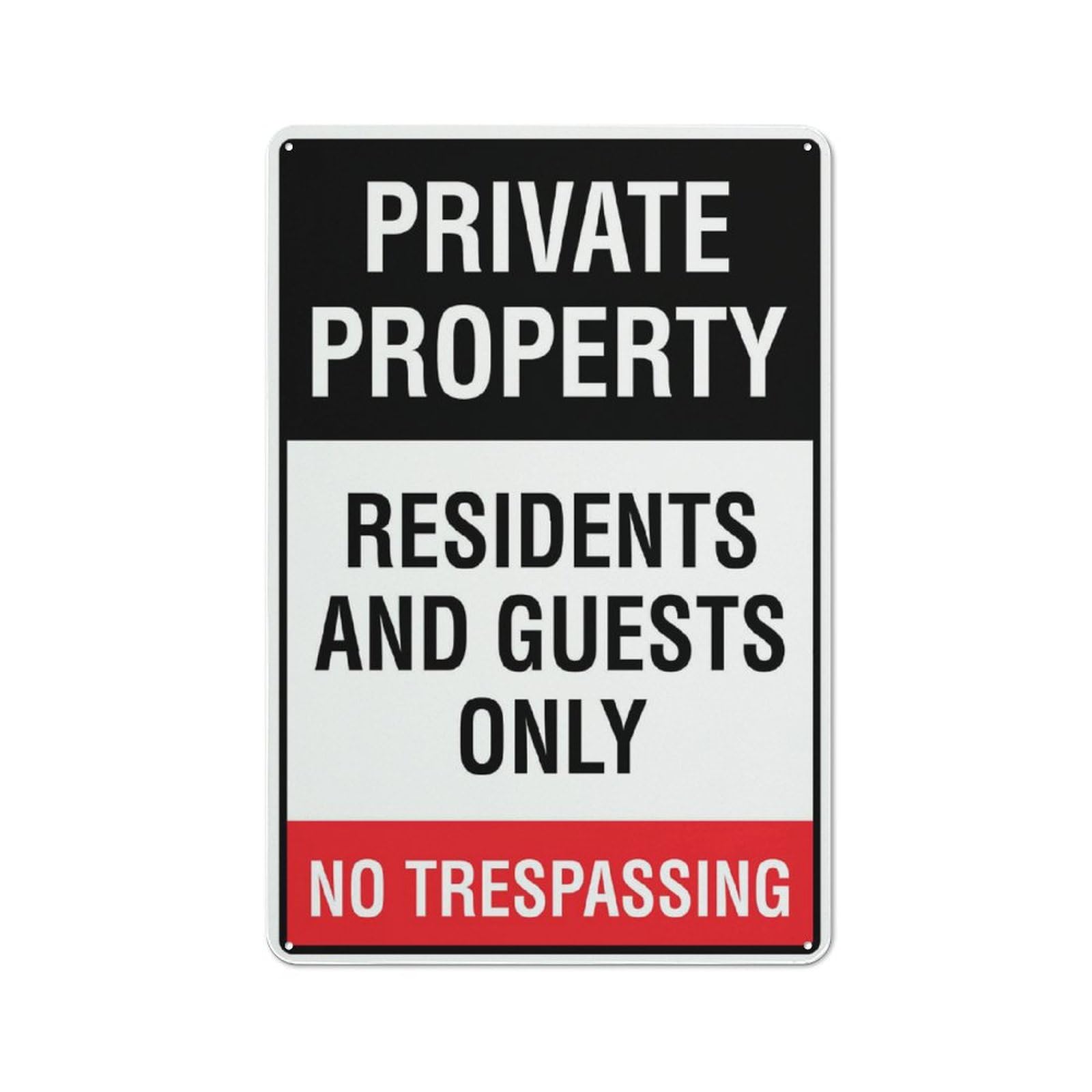 Tin sign vintage Private Property Residents And Guests Only No Trespassing Plaque Poster for Bar Pub Beer Home Garage Man Cave Wall Decor 12x8 Inch